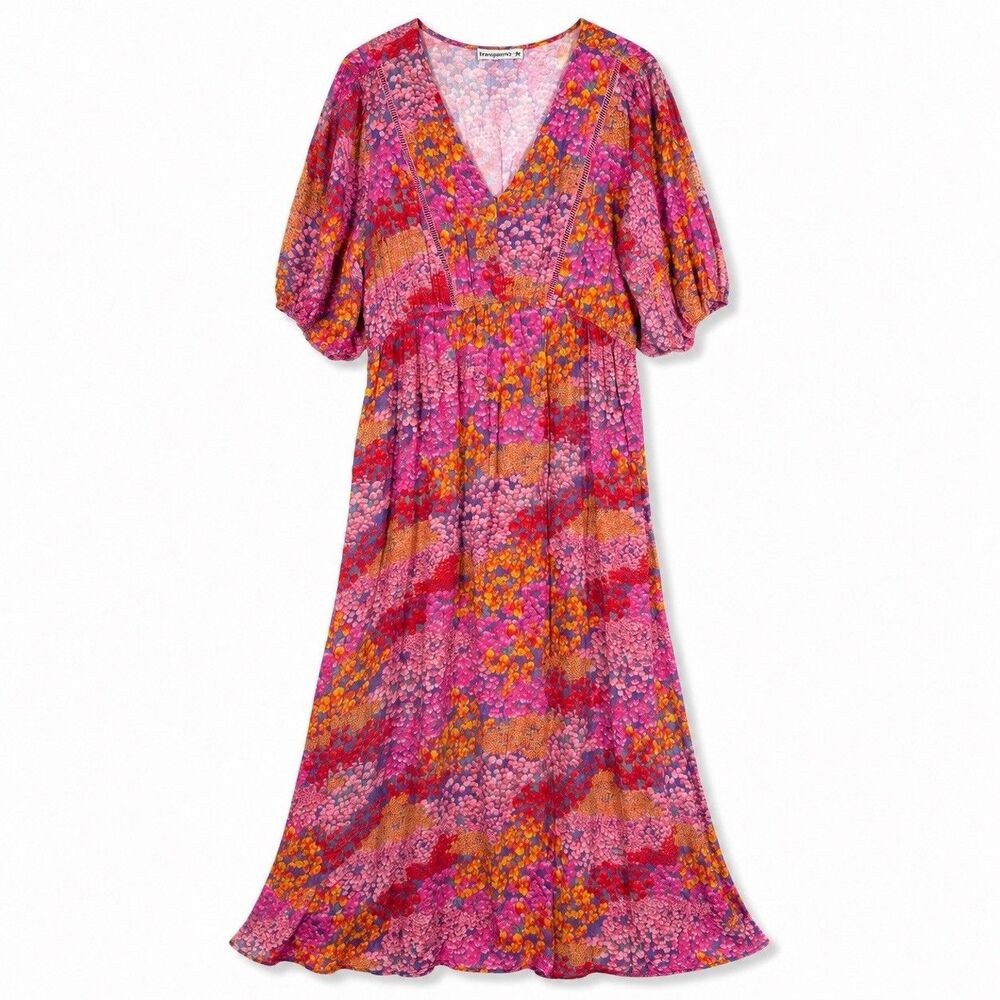 Rusttydustty Women’s 3XL Floral Maxi Dress Boho Cottagecore Resort Viscose Plus